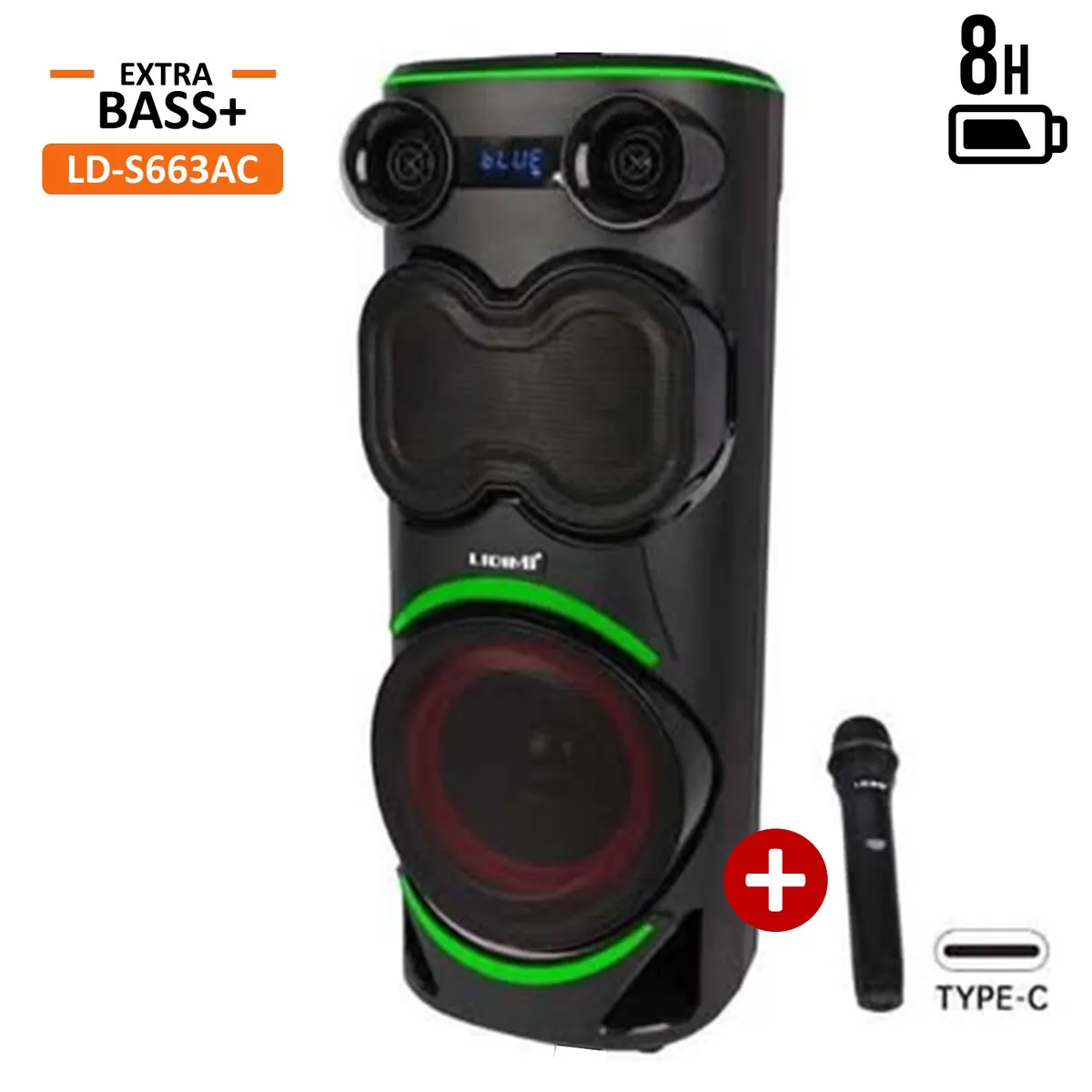 LIDIMI - Parlante Lidimi Bluetooth 220W Extra Bass LD-S663AC Negro