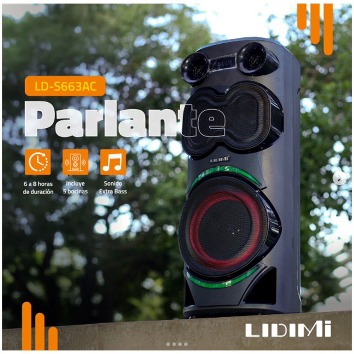 LIDIMI - Parlante Lidimi Bluetooth 220W Extra Bass LD-S663AC Negro
