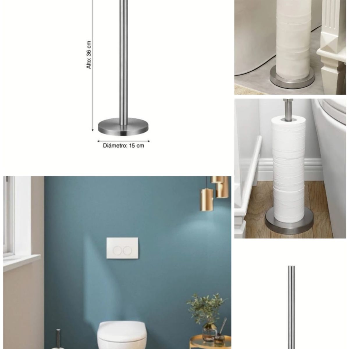 GENERICO - PORTA ROLLOS ELEGANTE EN ACERO QUIRURGICO INOXIDABLE NUEVA TENDENCIA