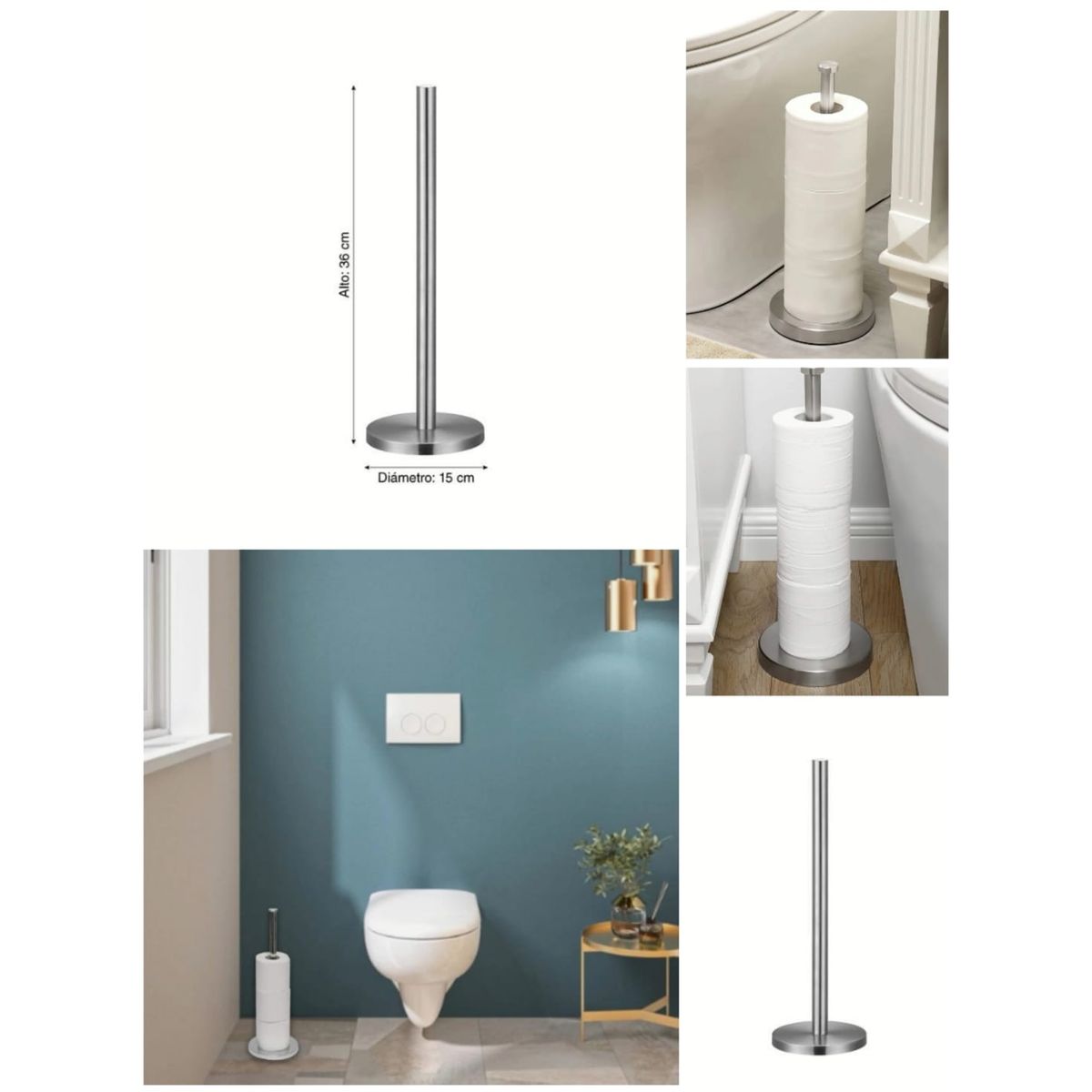 GENERICO - PORTA ROLLOS ELEGANTE EN ACERO QUIRURGICO INOXIDABLE NUEVA TENDENCIA