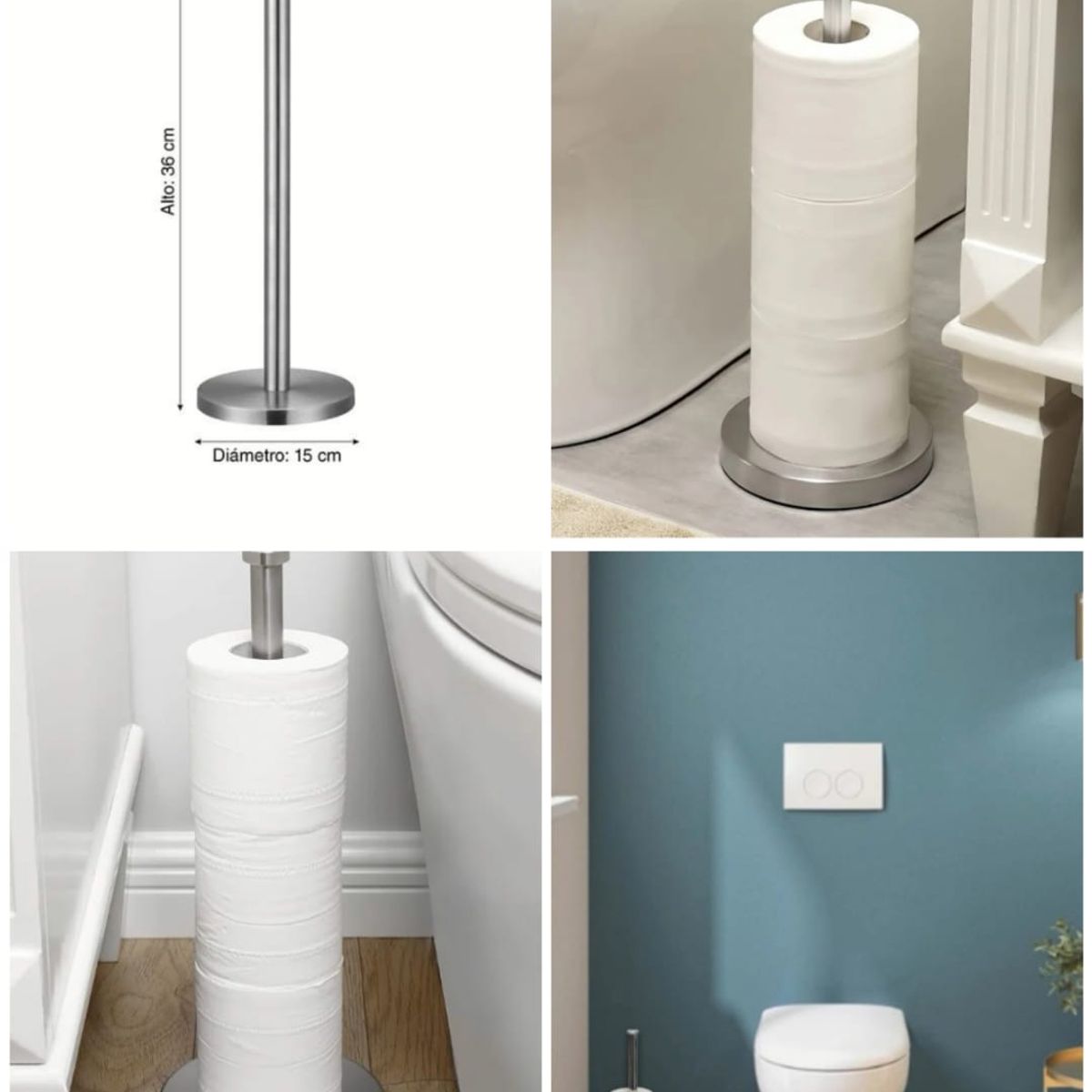 GENERICO - PORTA ROLLOS ELEGANTE EN ACERO QUIRURGICO INOXIDABLE NUEVA TENDENCIA