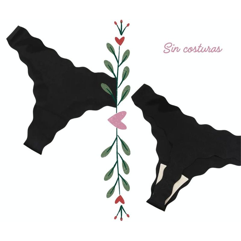 GENERICO - Tangas 3pack seamless Negro Verde Beige