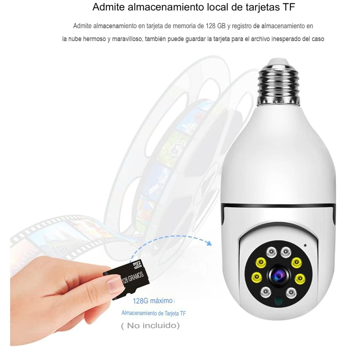 GENERICO - FOCO CÁMARA ESPÍA DE SEGURIDAD SMART VIGILANCIA CON ALTAVOZ WIFI