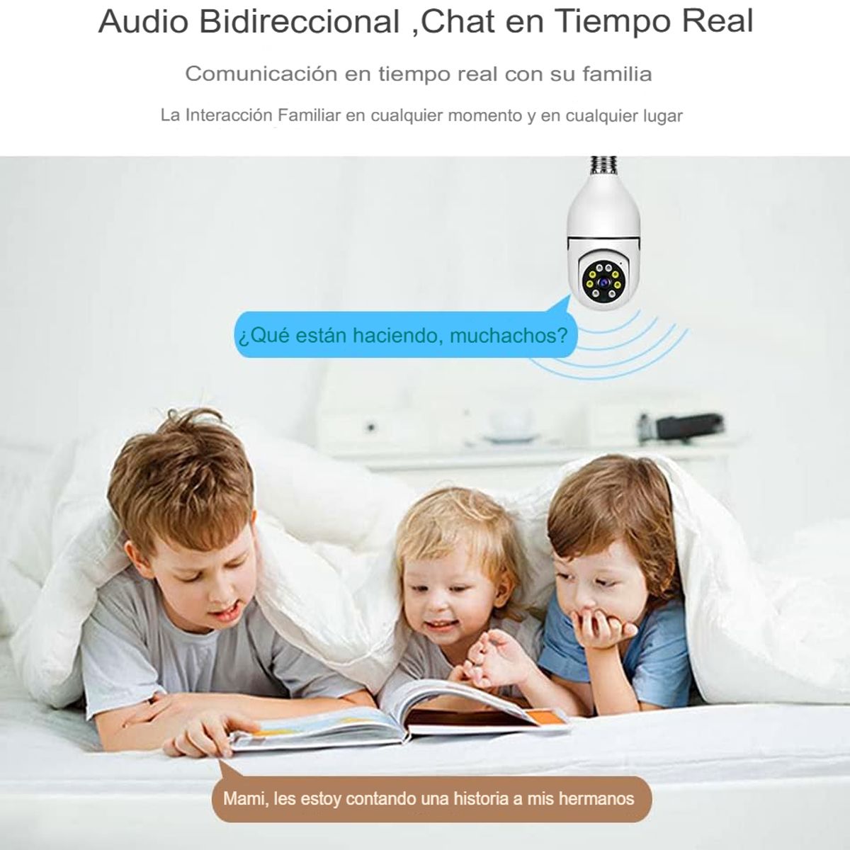 GENERICO - FOCO CÁMARA ESPÍA DE SEGURIDAD SMART VIGILANCIA CON ALTAVOZ WIFI