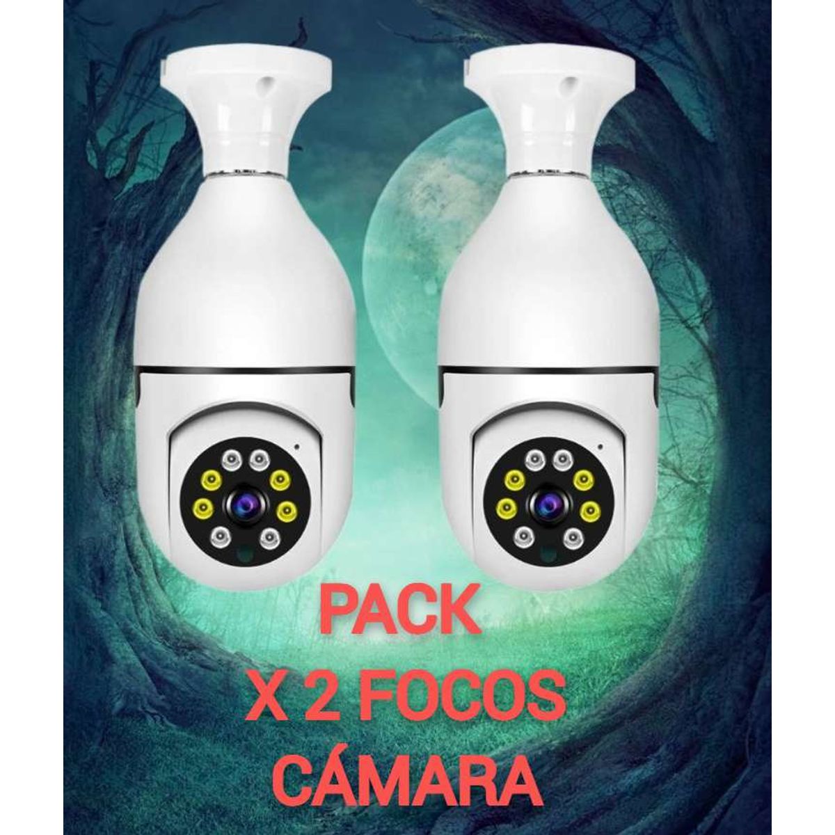 GENERICO - 2  FOCOS CÁMARA ESPÍA DE SEGURIDAD SMART VIGILANCIA CON ALTAVOZ WIFI