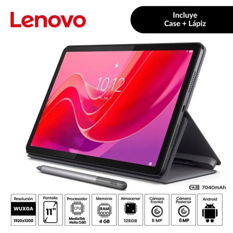 LENOVO - Tablet Lenovo Tab M11 11” WUXGA IPS 4GB RAM 128GB EMMC Lapiz y Funda TB330FU
