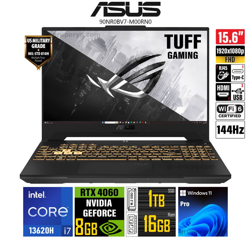 ASUS - Laptop ASUS TUF F15 GAMING FX507VV-LP142 Intel Core i7-13620H 15.6" FHD 144Hz 16GB 1TB RTX 4060 8GB