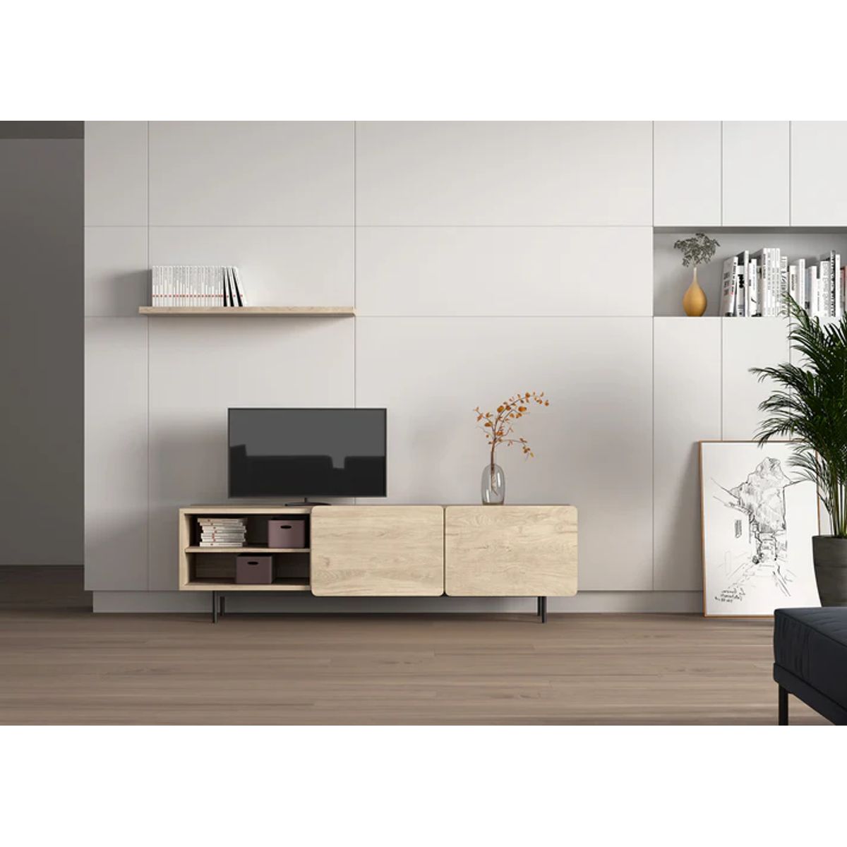 R&R MUEBLES - Mueble de TV 55 Yuina  Marrón R&R MUEBLES