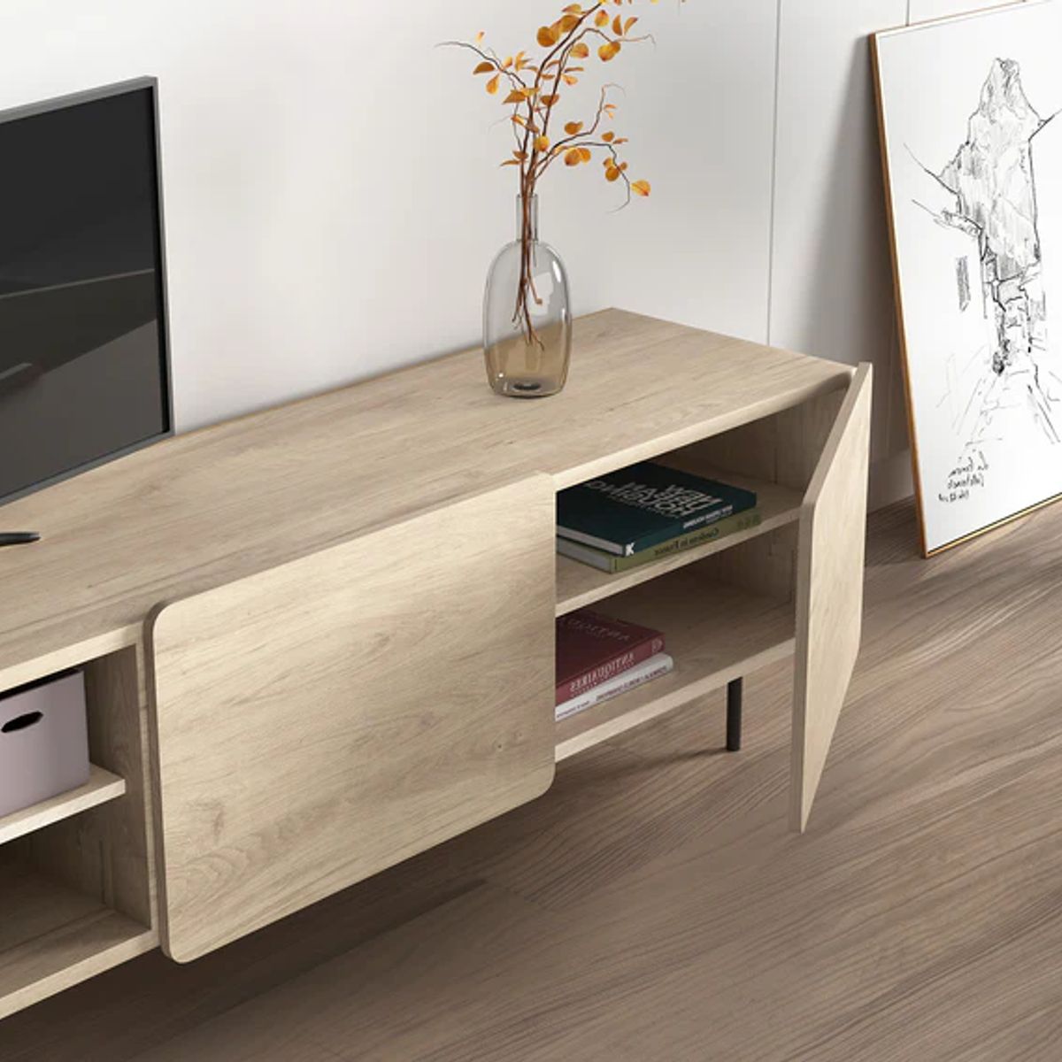 R&R MUEBLES - Mueble de TV 55 Yuina  Marrón R&R MUEBLES