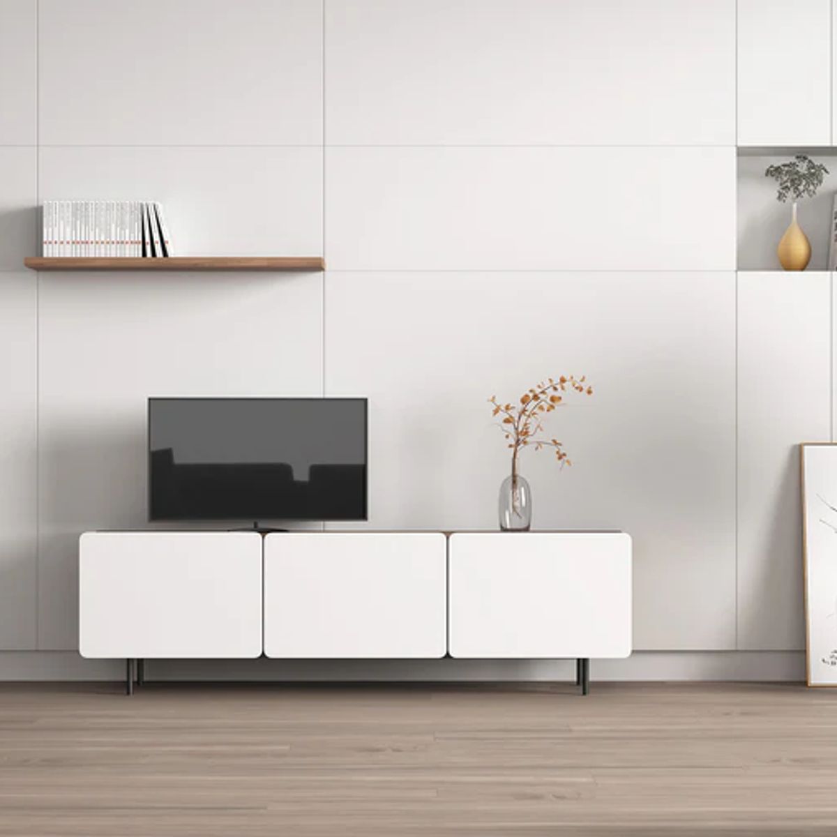 R&R MUEBLES - Mueble de TV 55 Kitahara Blanco y Marrón R&R MUEBLES