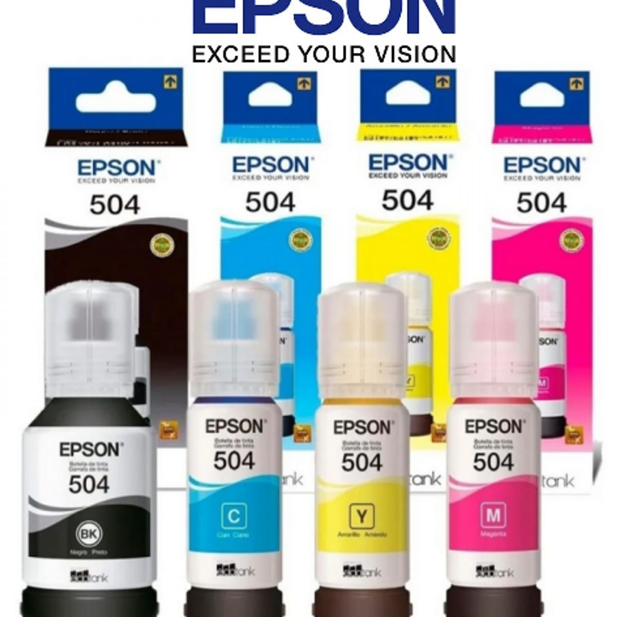 EPSON - Tinta Epson T504 CMYBK 4 Botellas Alto Rendimiento
