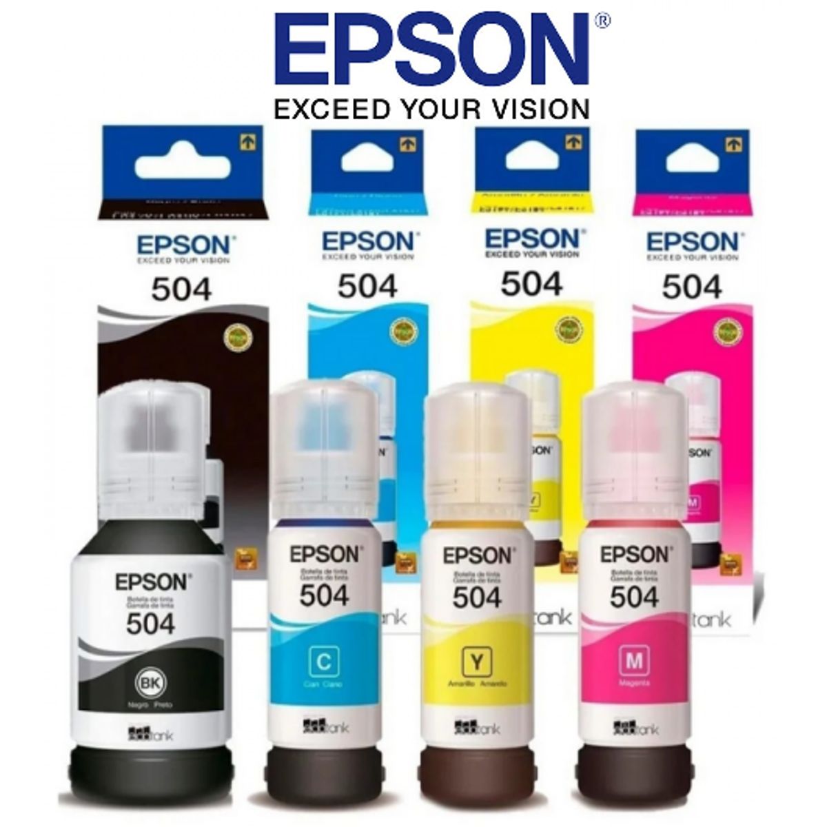 EPSON - Tinta Epson T504 CMYBK 4 Botellas Alto Rendimiento