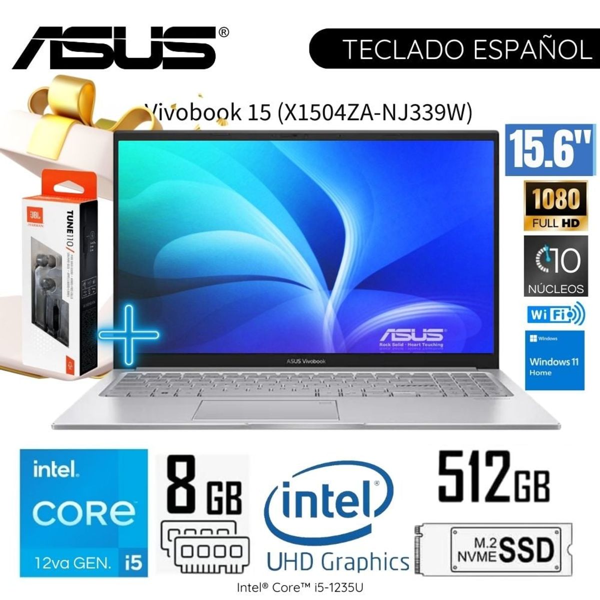 ASUS - Laptop Asus Vivobook X1504ZA-NJ339W Intel Core i5-1235U 8GB RAM 512GB SSD 15.6" FHD Windows 11