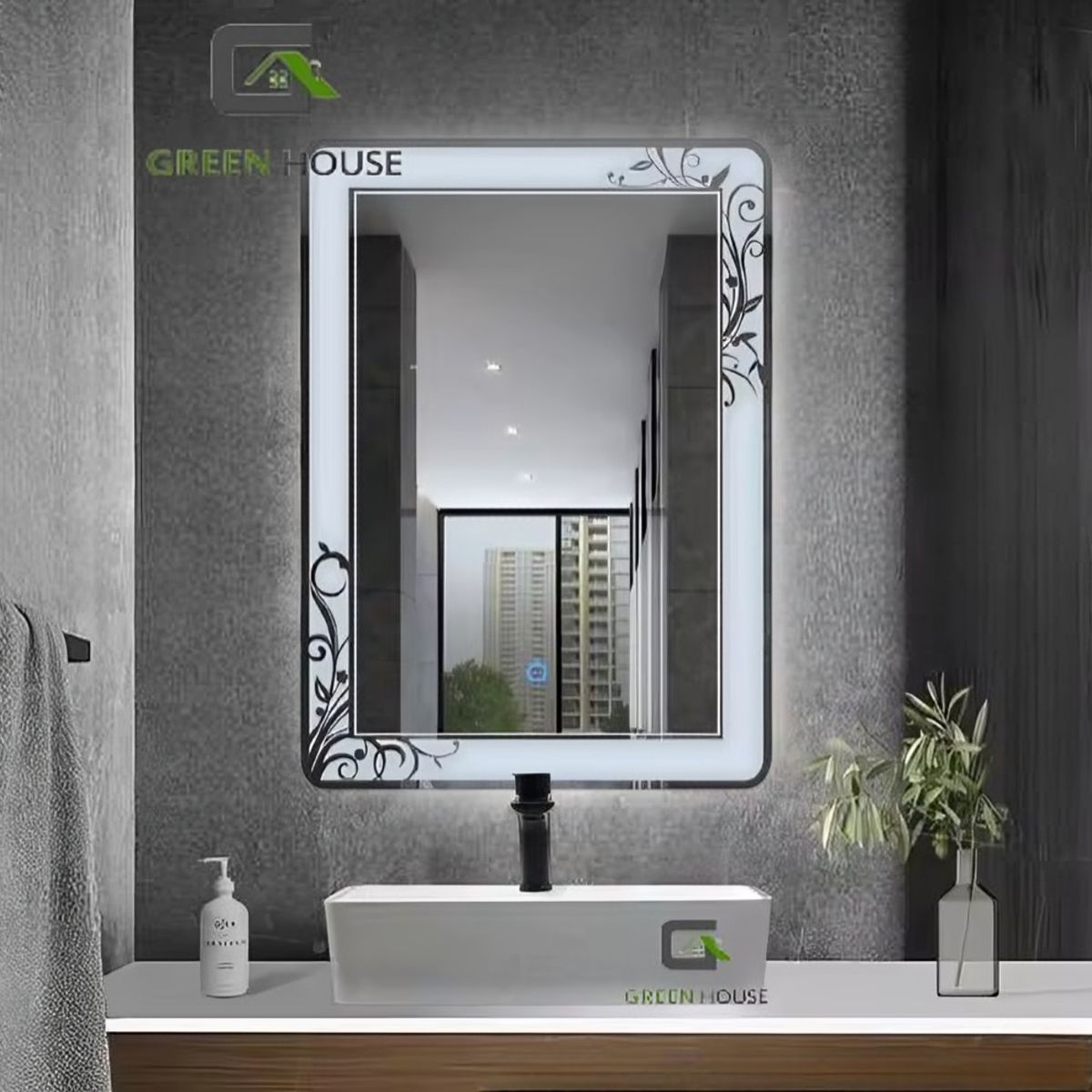 GREEN HOUSE - ESPEJO MOD: IBIZA  LED 3 TIEMPOS TOUCH RETANGULAR DE 60x80 CM