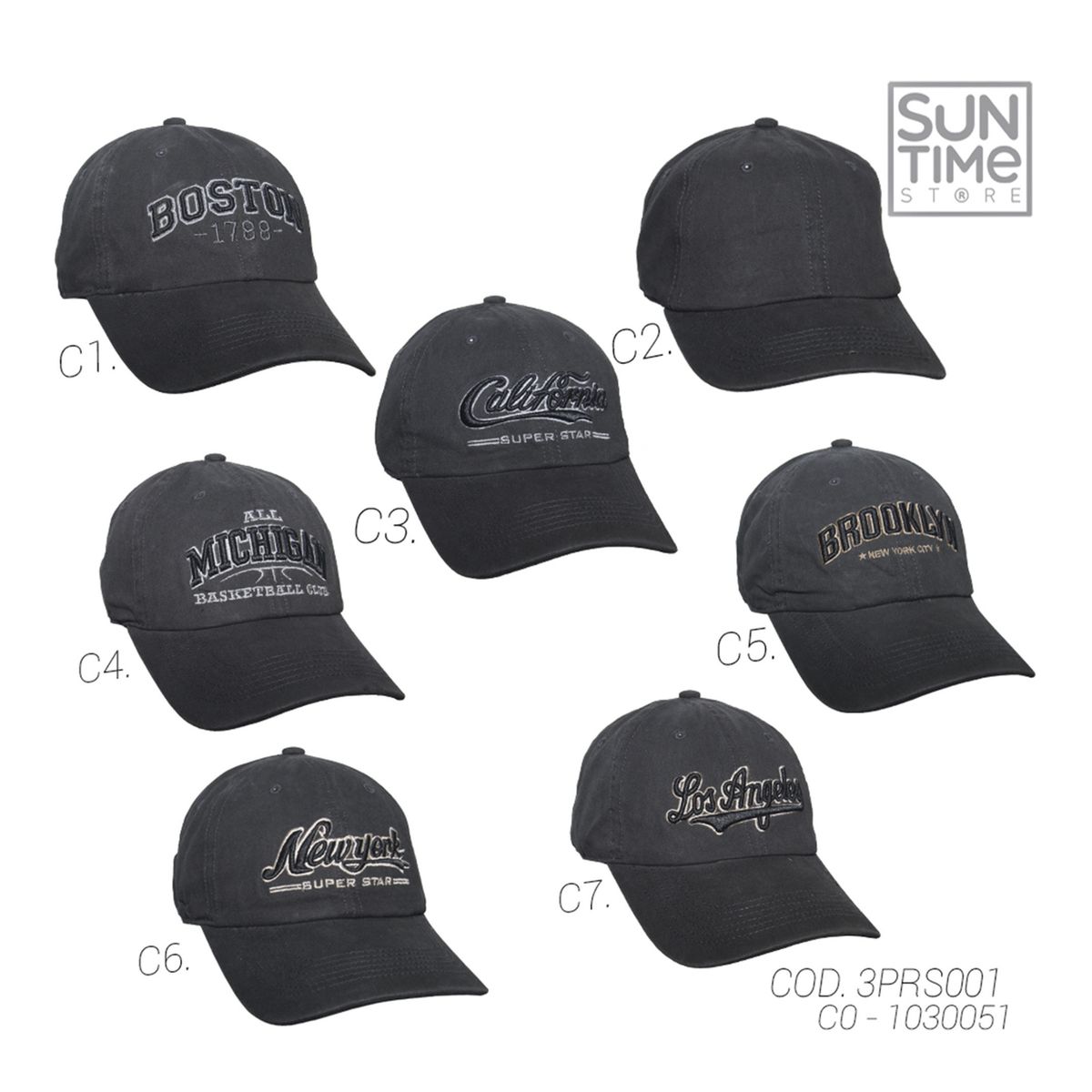 SUNTIME - GORRA PRELAVADA UNISEX 3PRS001 SUNTIME NEGRO SPORT 1030051
