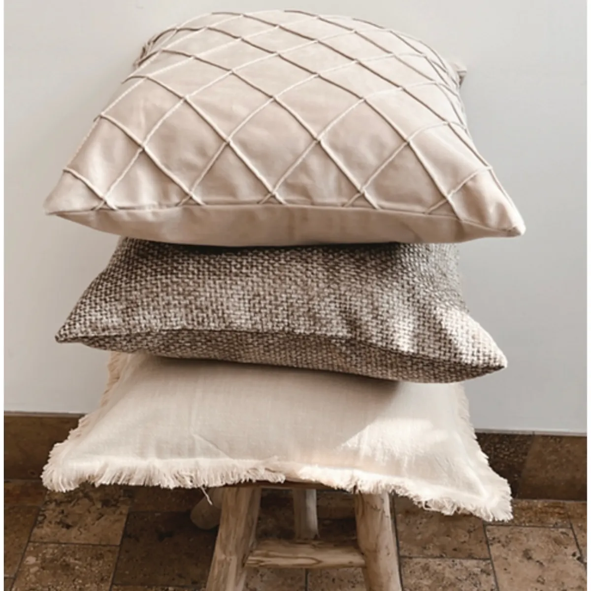 GENERICO - Pack cojines Gaia lino algodón y chenille