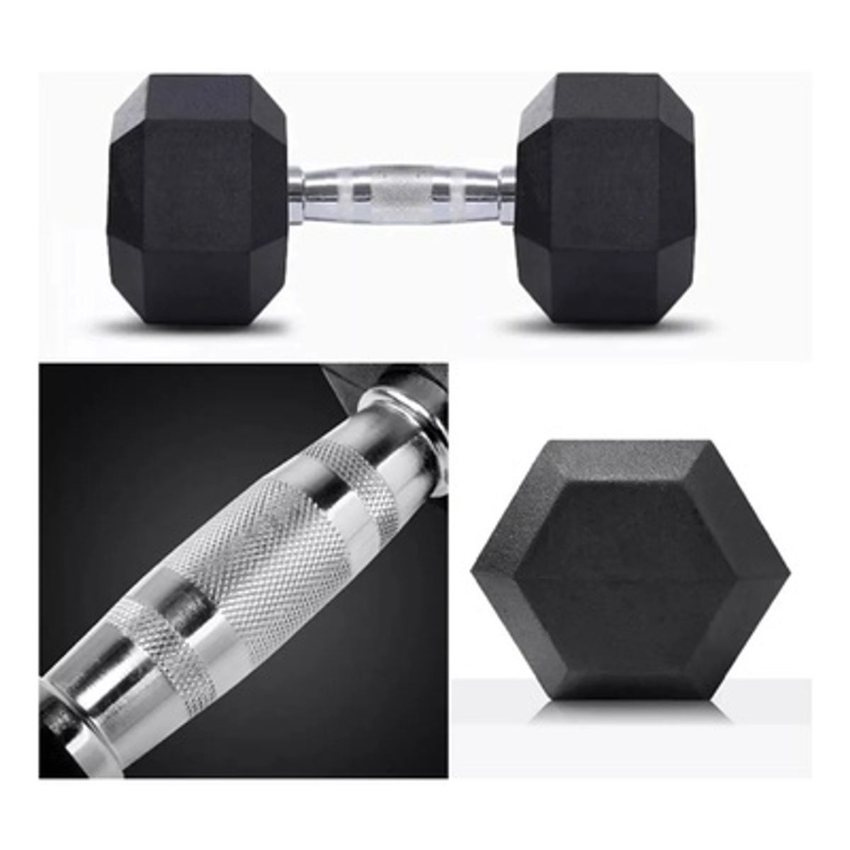 GENERICO - Mancuernas Pesas Cromadas Hexagonales De Caucho 5 Kg