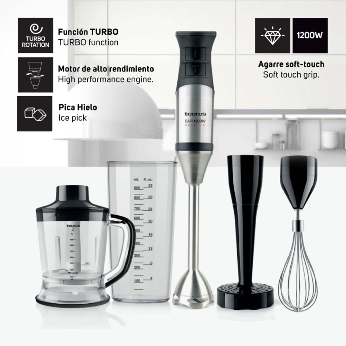TAURUS - Batidora de Inmersión Bapi 1200 Premium Complete - TAURUS