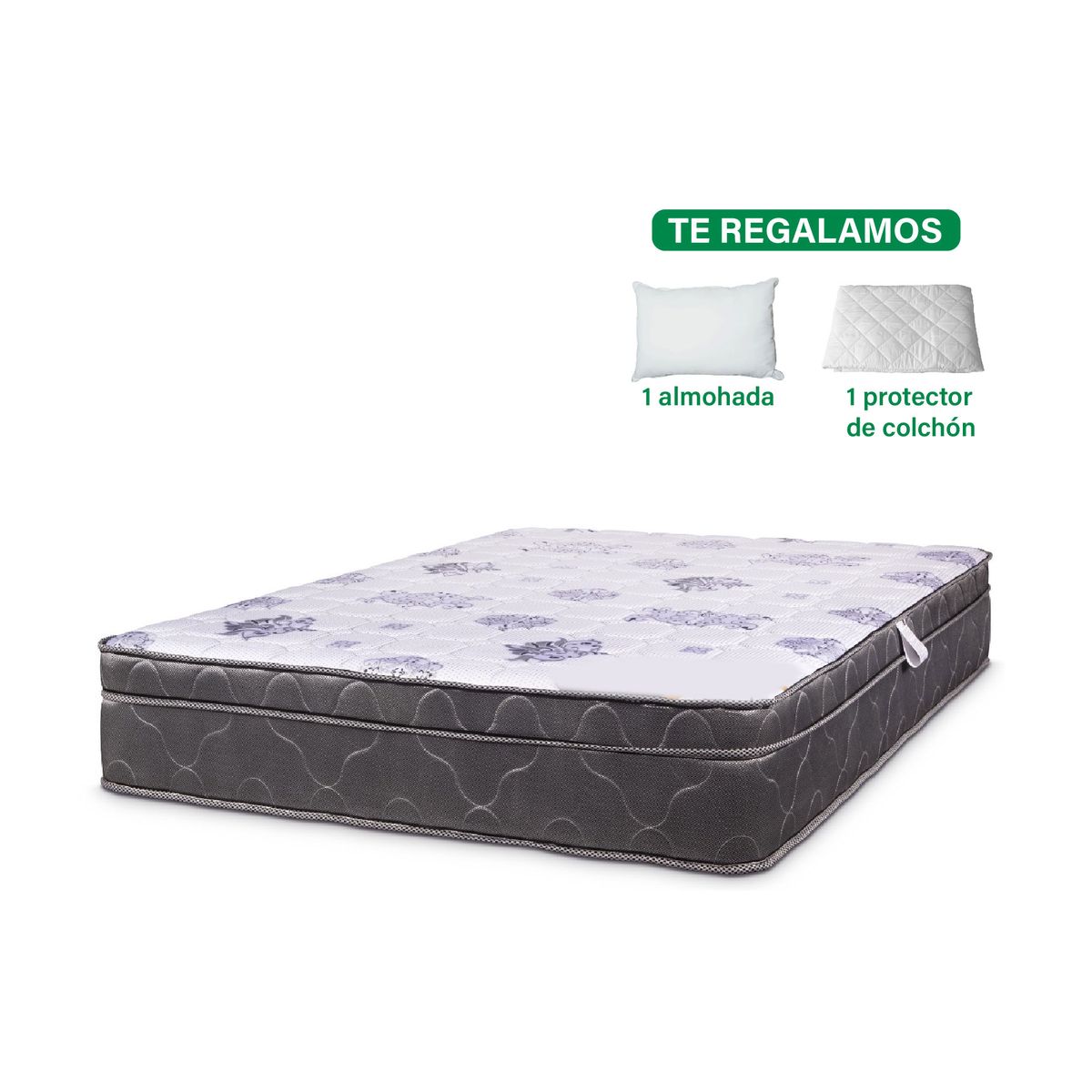 MUEBLES MACRUMO - COLCHON SEMI ORTOPEDICO 1.5 Plz (160 rs) + almohada + protect