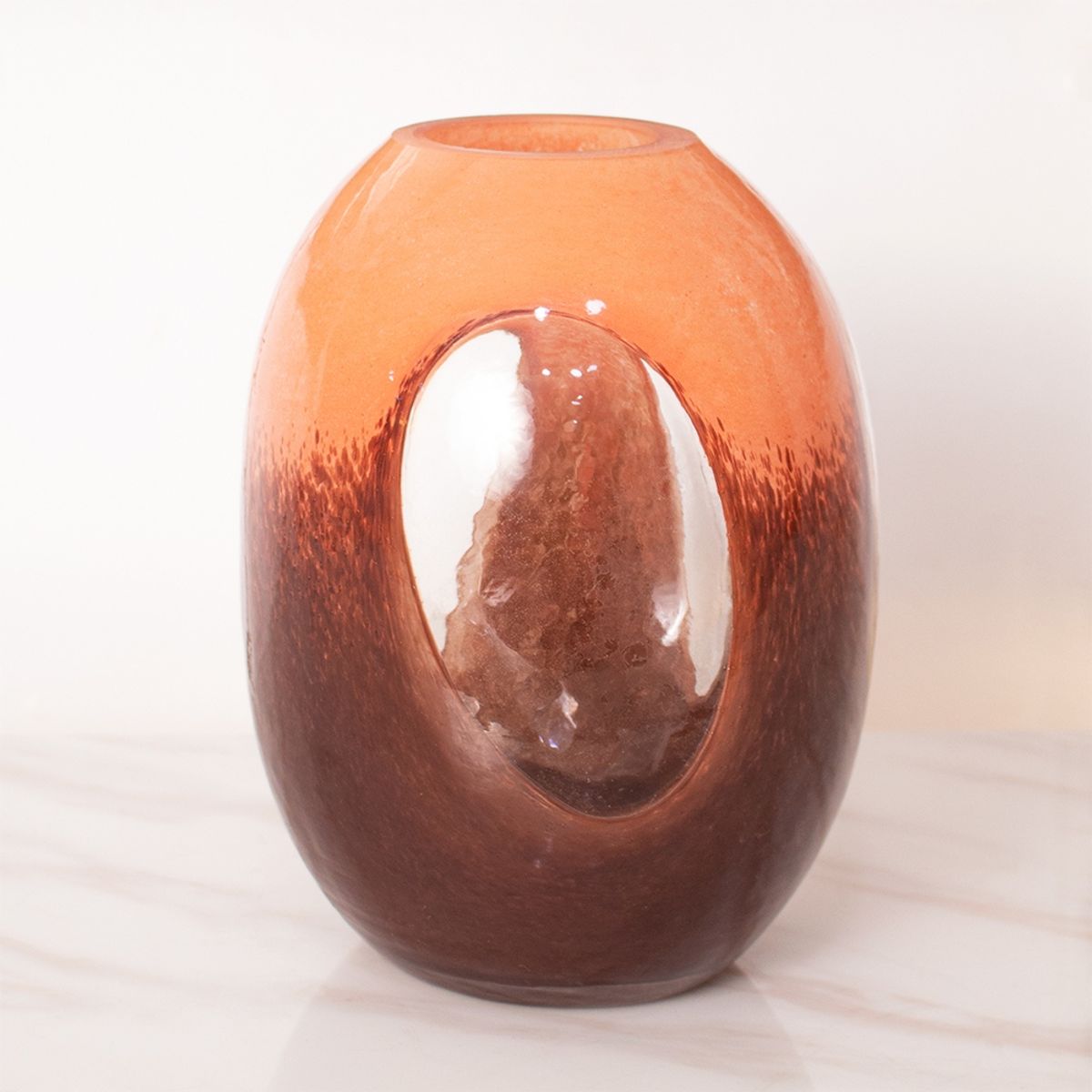 PANADECOR - Florero Panadecor Ovalado Con Degradado Brillante De Vidrio 20Cm