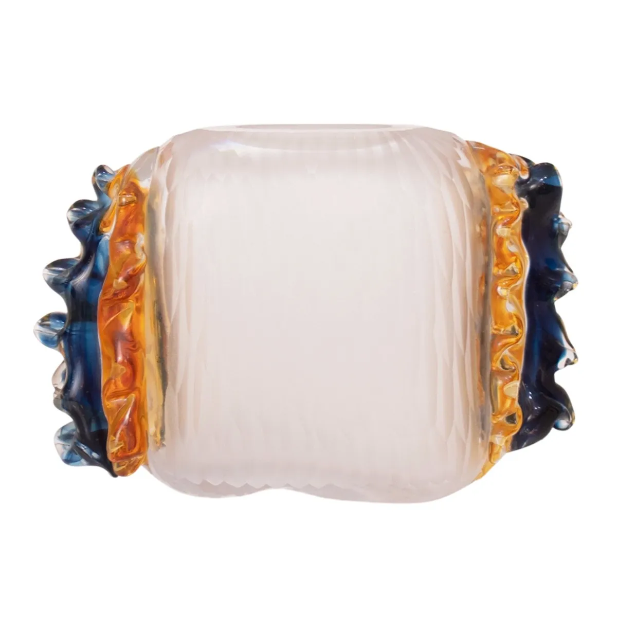 PANADECOR - Florero Panadecor De Vidrio Transparente Con Relieves Artísticos 14Cm