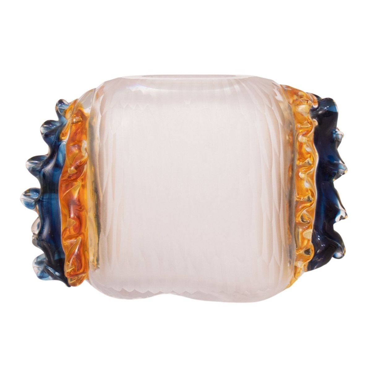 PANADECOR - Florero Panadecor De Vidrio Transparente Con Relieves Artísticos 14Cm