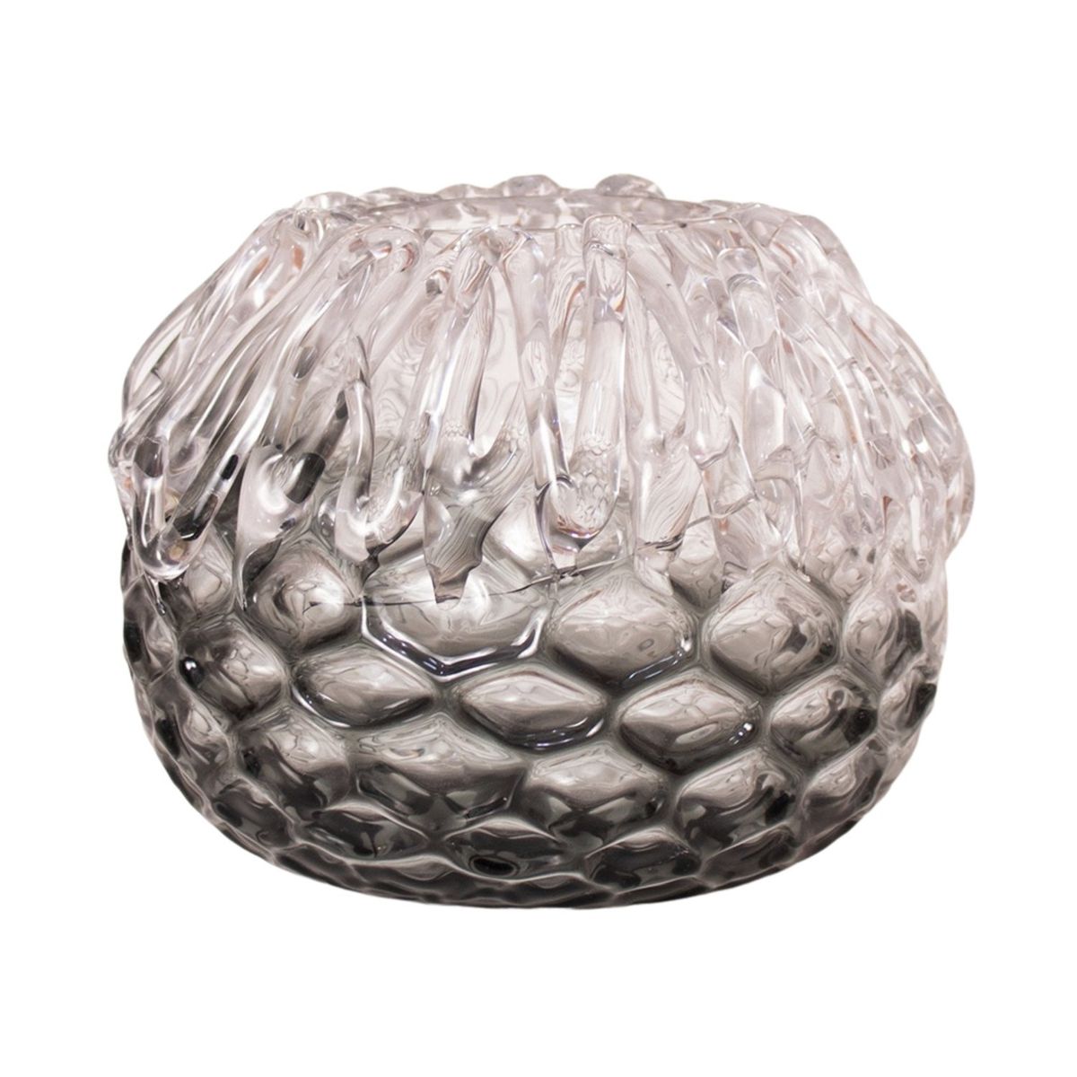 PANADECOR - Florero Panadecor De Vidrio Degradado Gris Con Relieve Escamado 14 Cm