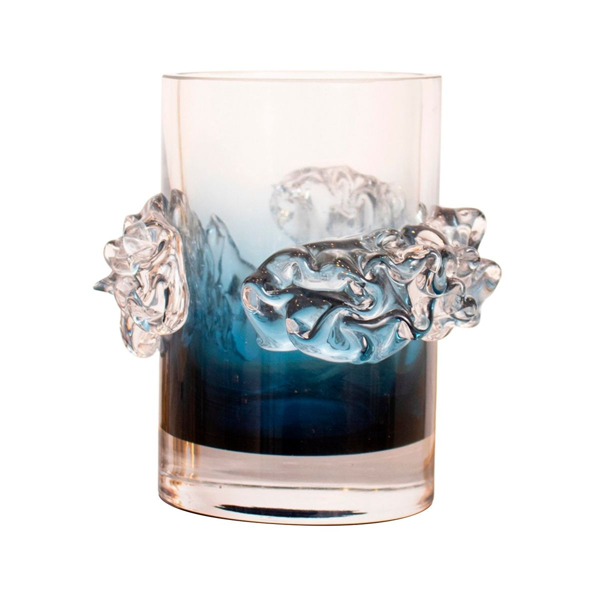 PANADECOR - Florero Panadecor De Vidrio Estillo Murano Con Relieves Azul Murano 15Cm