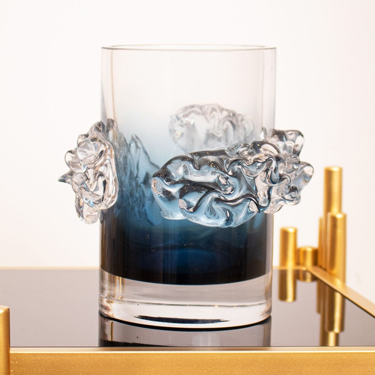 PANADECOR - Florero Panadecor De Vidrio Estillo Murano Con Relieves Azul Murano 15Cm