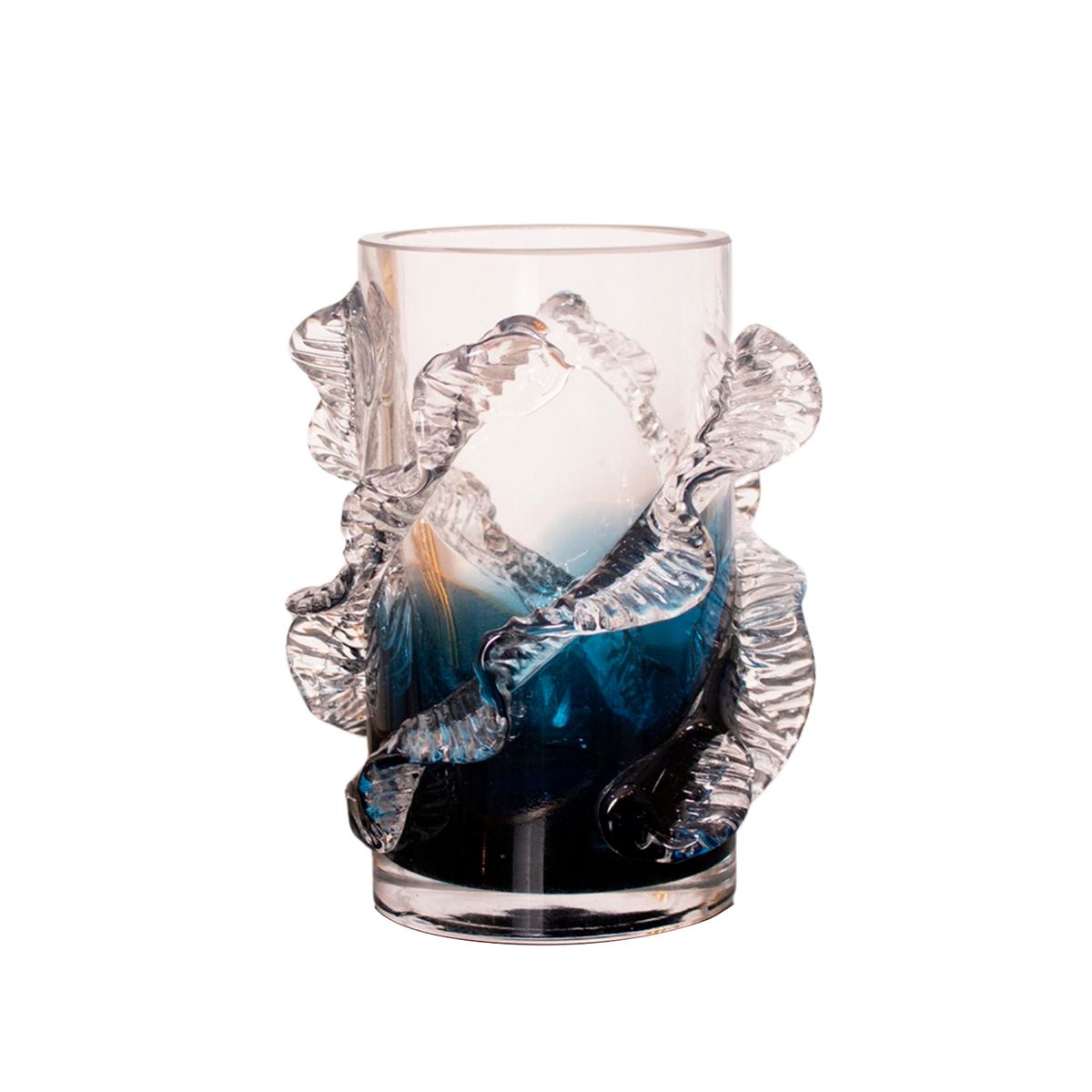 PANADECOR - Florero Panadecor De Vidrio Estillo Murano Con Relieves Azul Murano 15Cm