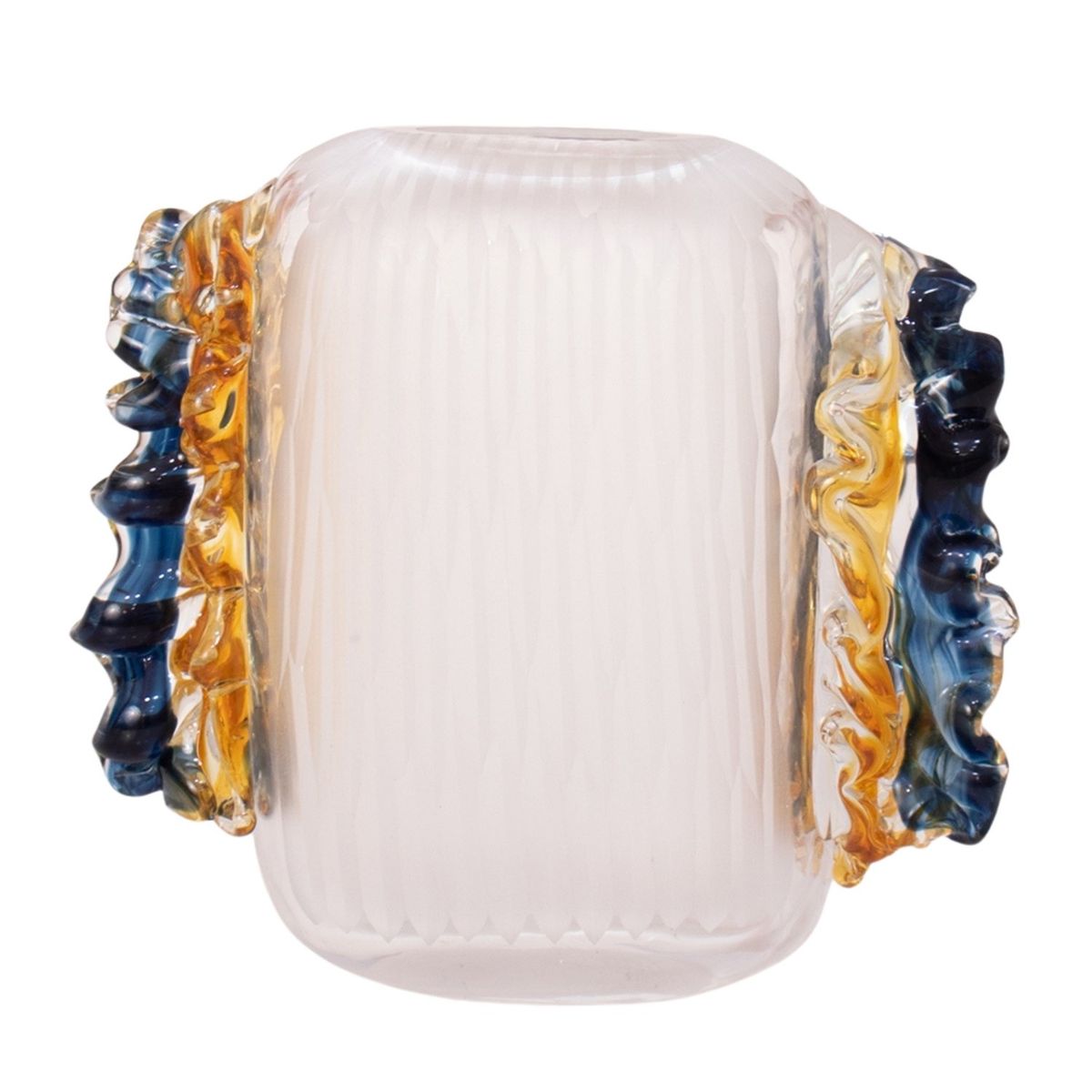 PANADECOR - Florero Panadecor De Vidrio Transparente Con Relieves Artísticos 19Cm