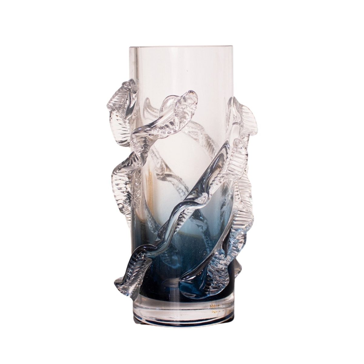 PANADECOR - Florero Panadecor De Vidrio Estillo Murano Con Relieves Azul Murano 21Cm