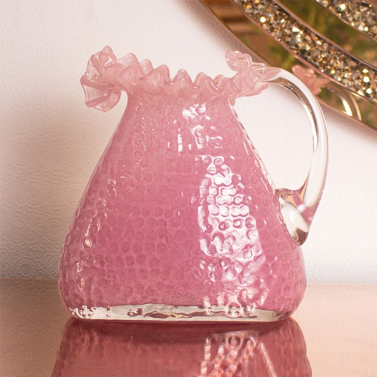 PANADECOR - Florero Panadecor De Vidrio Estilo Murano Rosado Pastel 21Cm