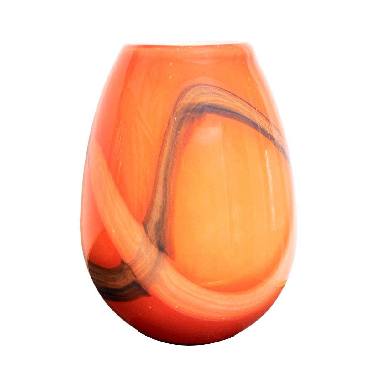 PANADECOR - Florero Panadecor De Vidrio Estilo Murano Naranja Con Trazos 23Cm