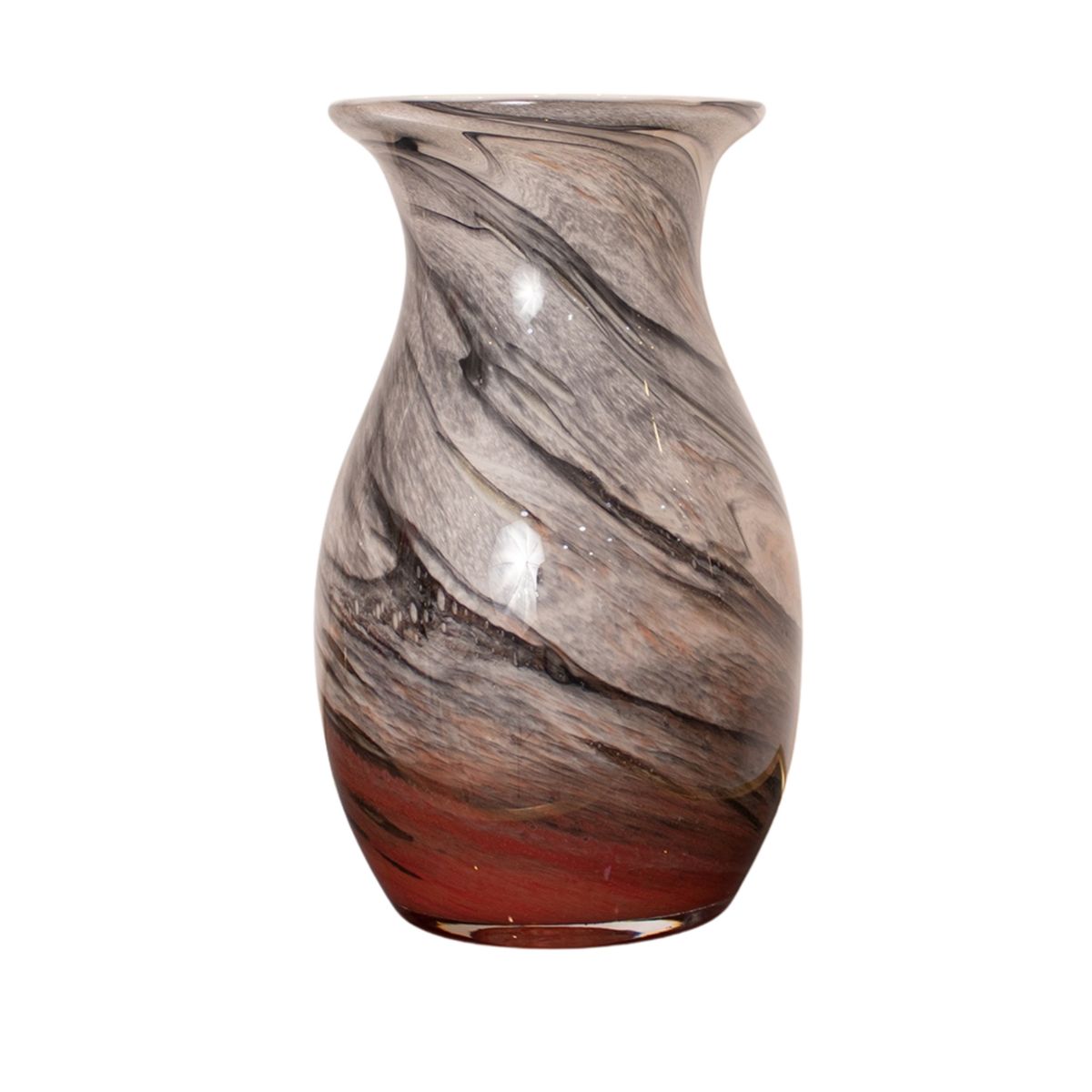 PANADECOR - Florero Panadecor De Vidrio Estilo Murano Marmolado Oscuro Y Rojizo 28Cm