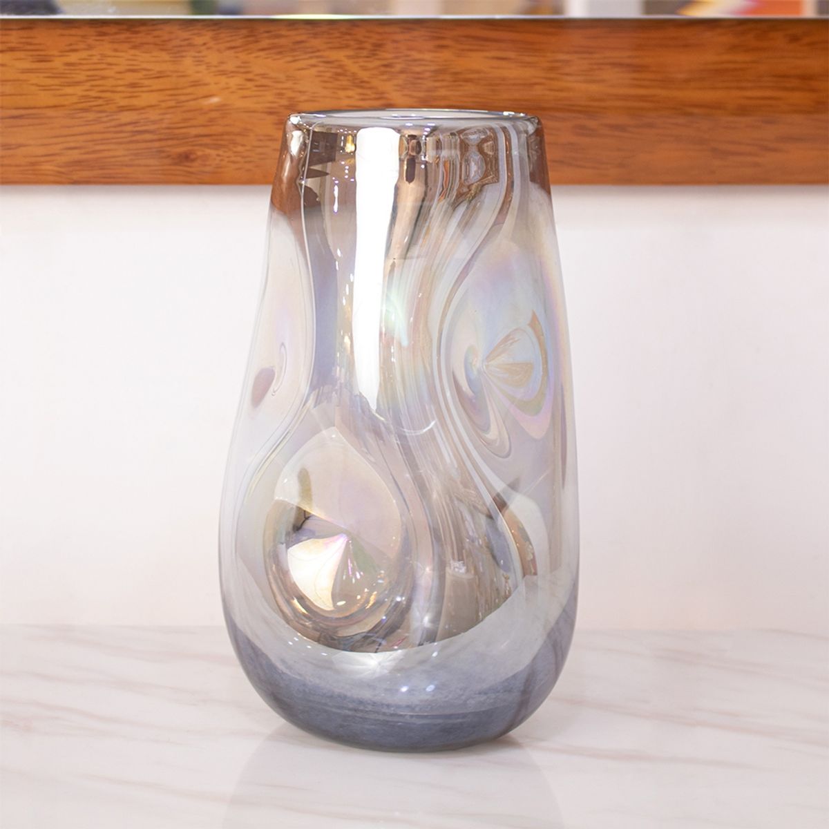 PANADECOR - Florero Panadecor De Vidrio Estilo Murano Iridiscente 28Cm