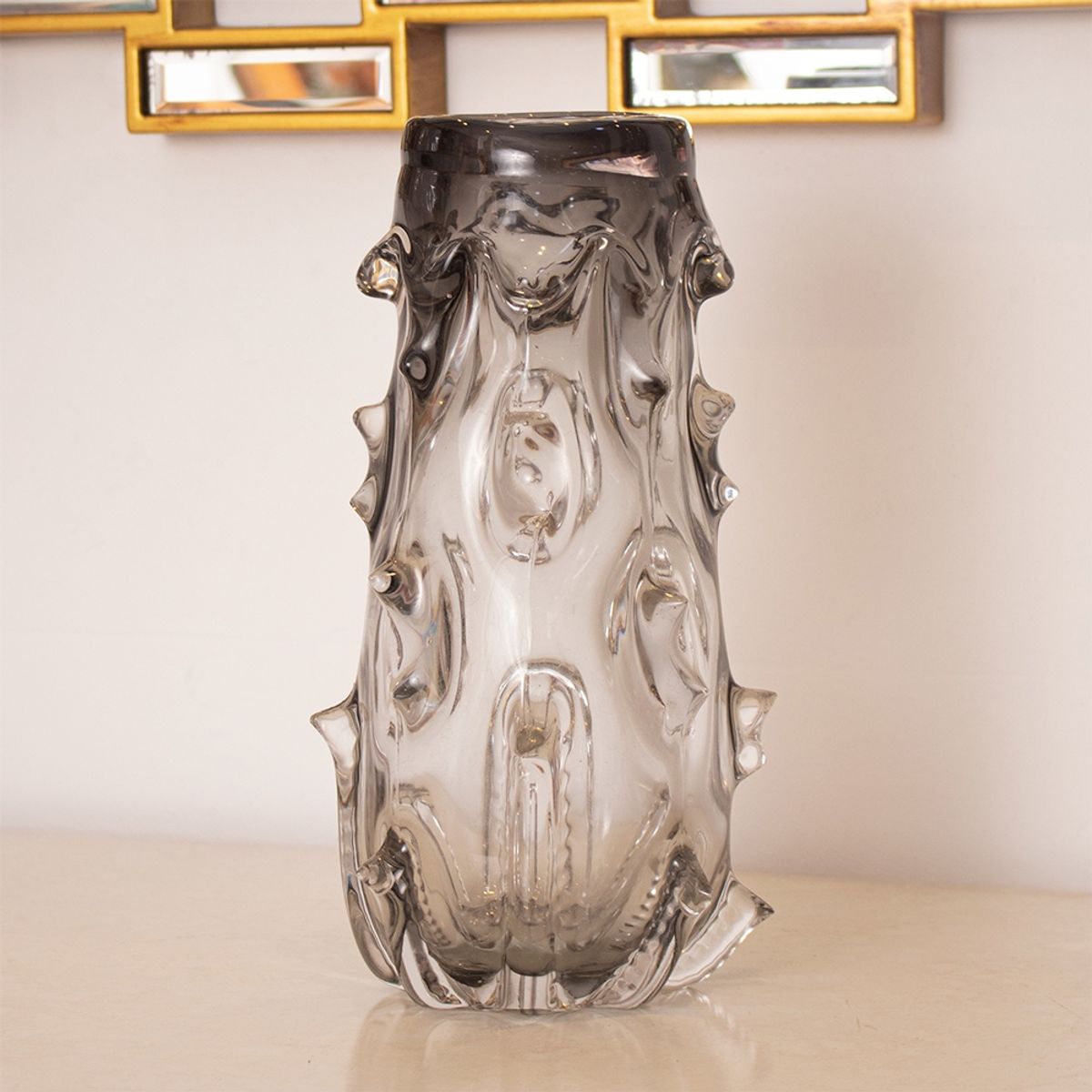 PANADECOR - Florero Panadecor De Vidrio Estilo Murano Oscuro Texturizado 29Cm