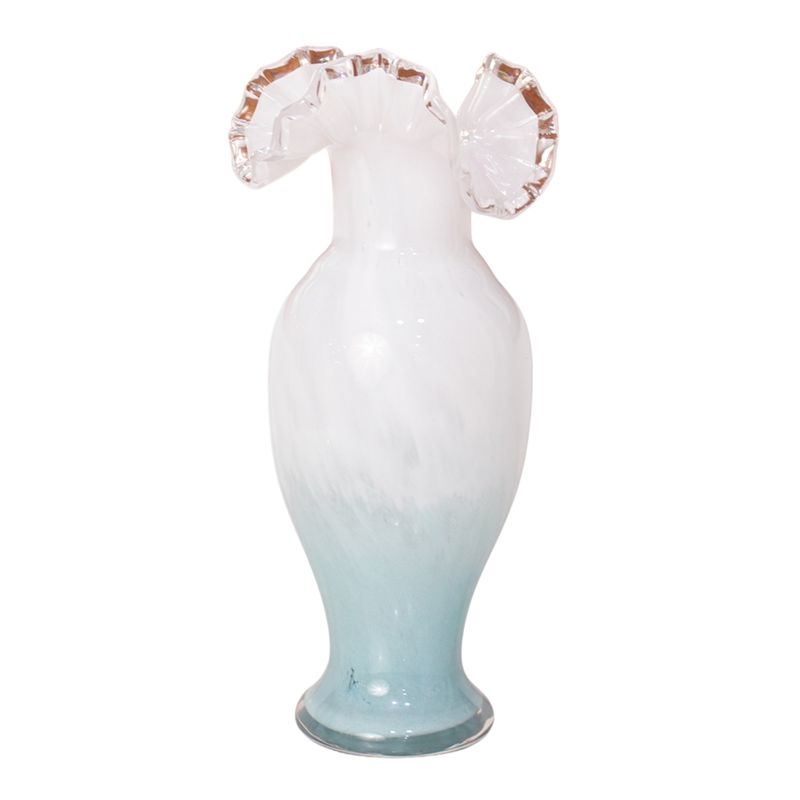 PANADECOR - Florero Panadecor De Vidrio Estilo Murano Blanco Con Celeste 30Cm