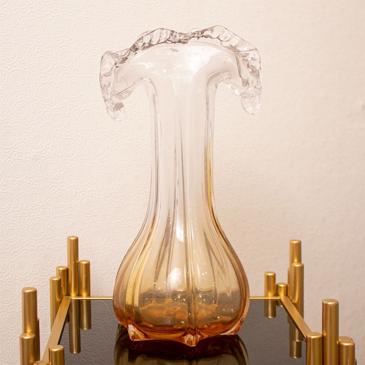 PANADECOR - Florero Panadecor De Vidrio Estilo Murano Ámbar Degradado 30Cm