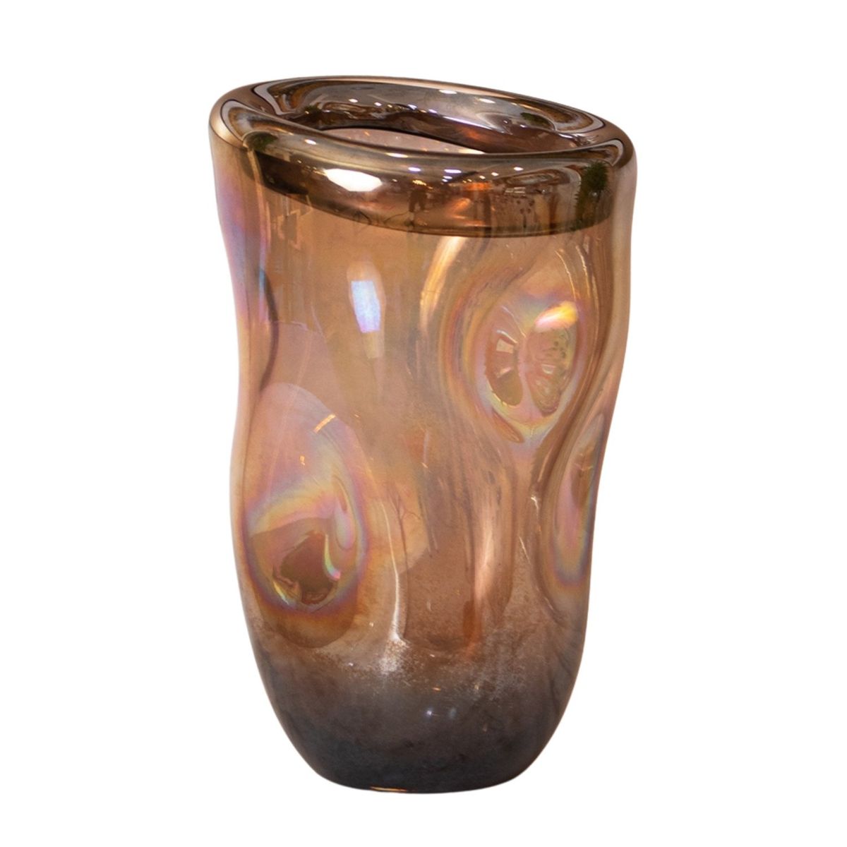 PANADECOR - Florero Panadecor De Vidrio Estilo Murano Con Tonos Bronce 34Cm