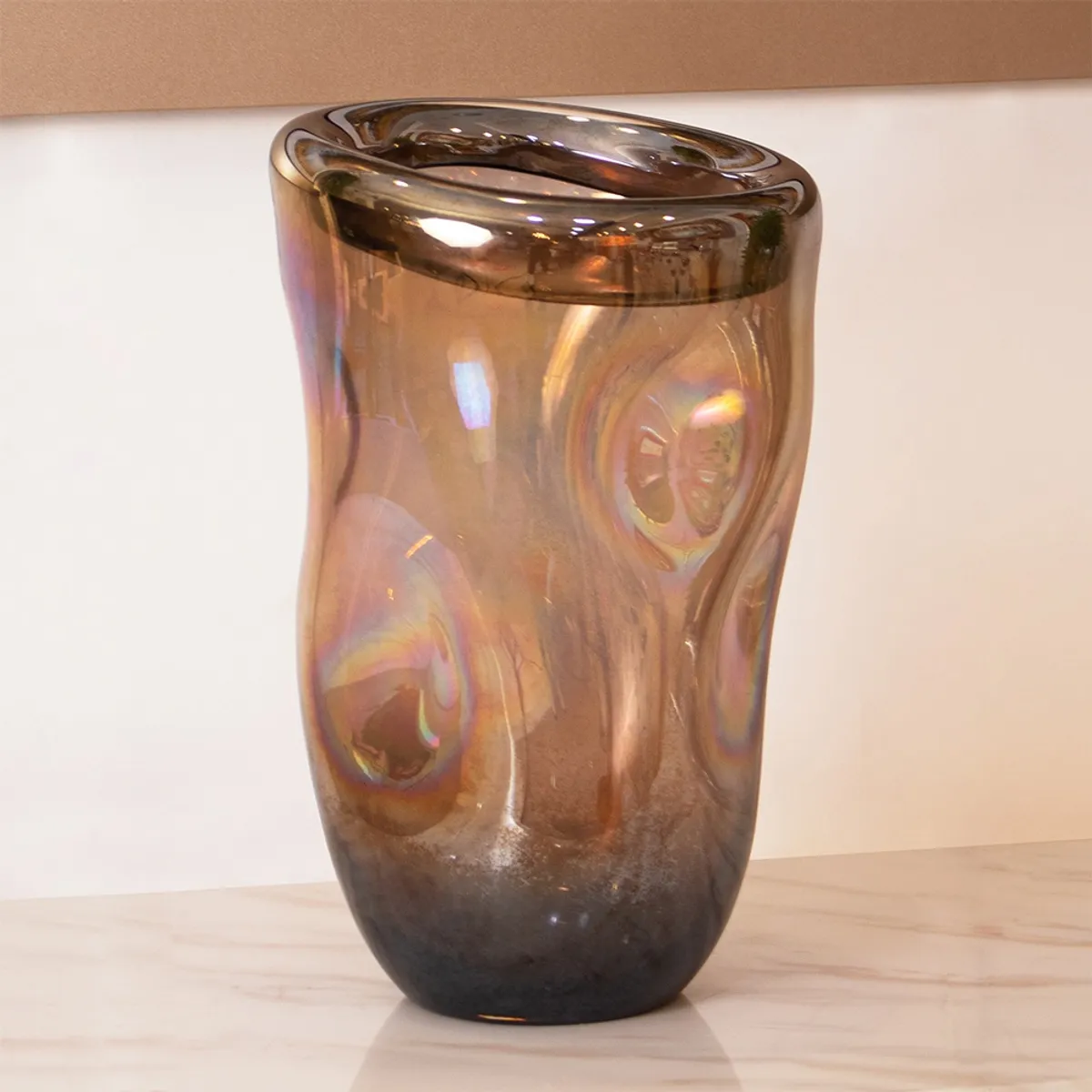 PANADECOR - Florero Panadecor De Vidrio Estilo Murano Con Tonos Bronce 34Cm