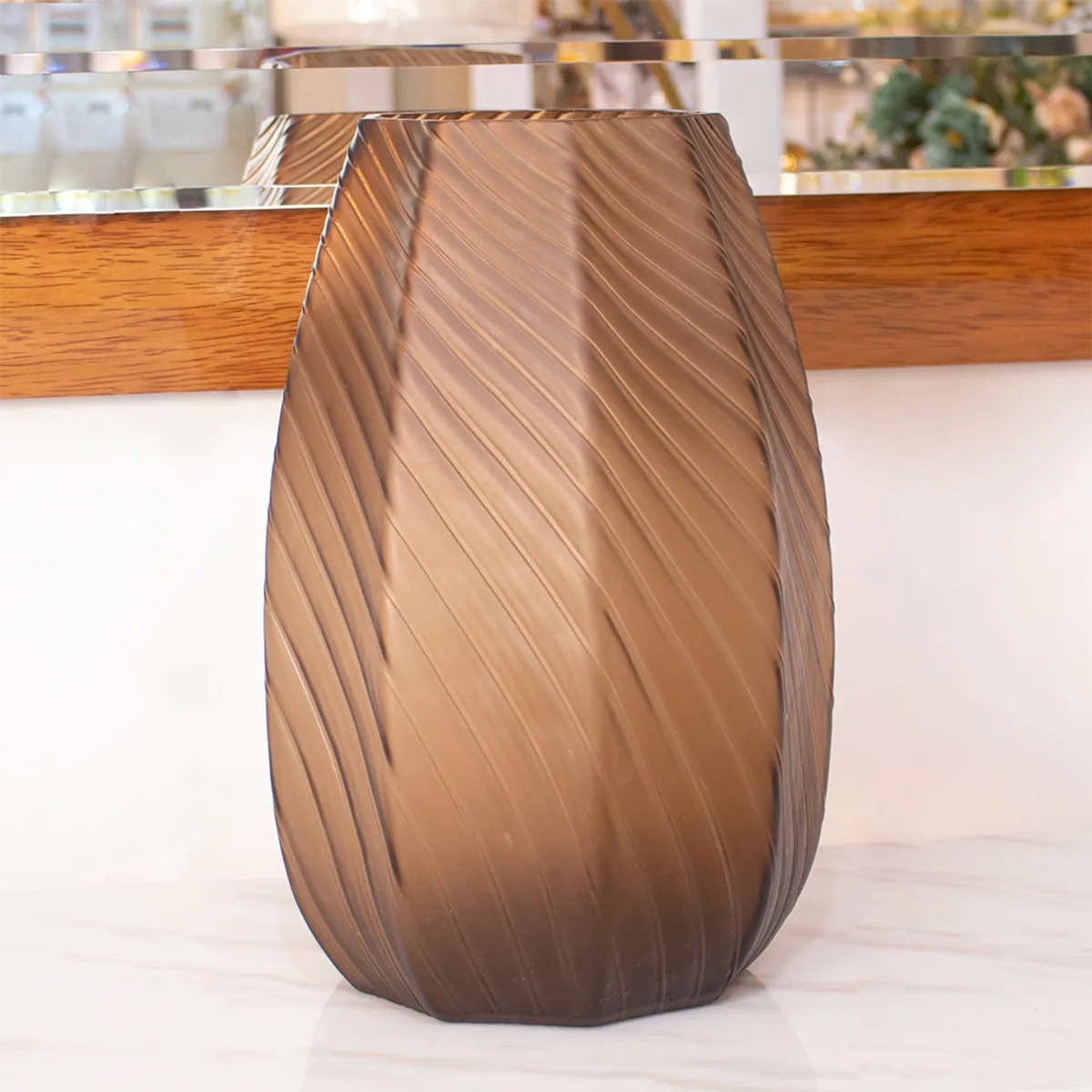 PANADECOR - Florero Panadecor De Vidrio Estilo Murano Marrón 38Cm