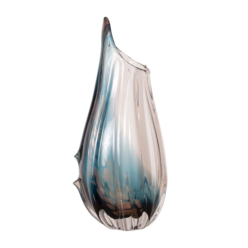PANADECOR - Florero Panadecor De Vidrio Estilo Murano Azul 41Cm
