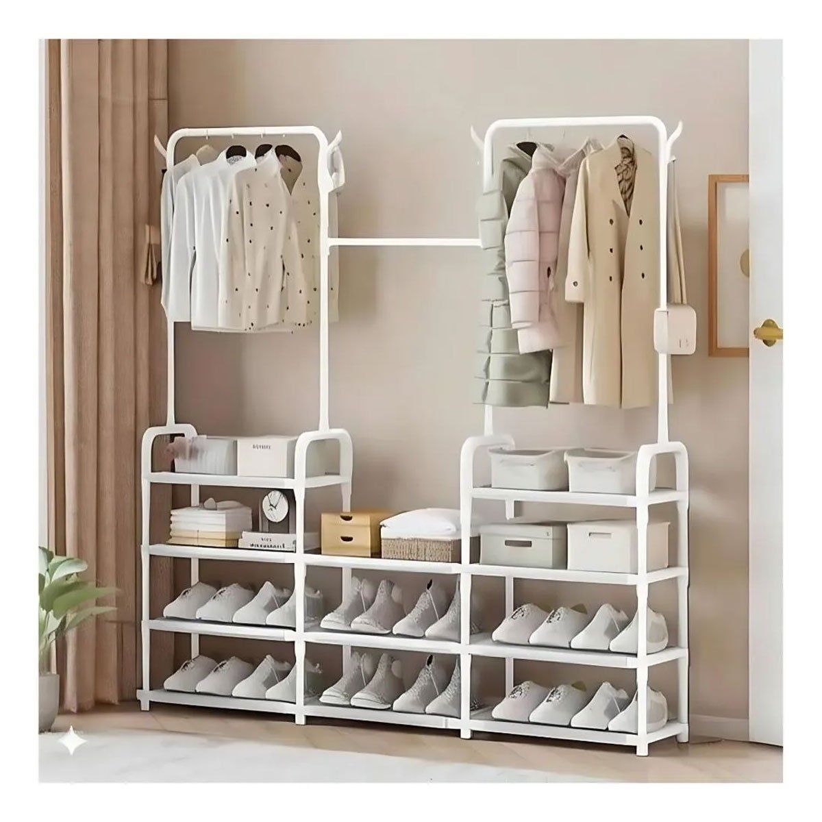 GRETAIL - Perchero Colgador Organizador Estante Ropa 3 Cuerpos AJ330666 Blanco