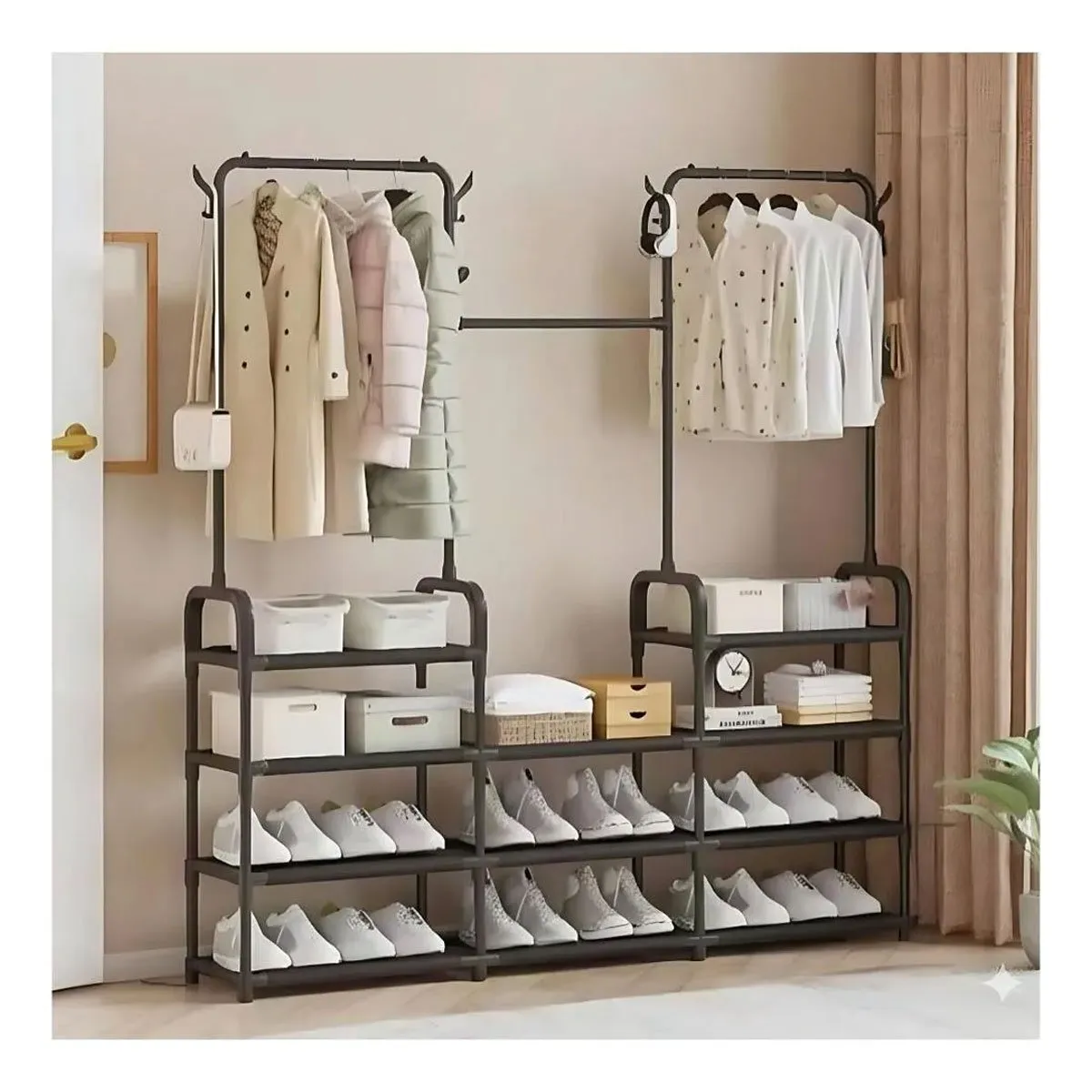 GRETAIL - Perchero Colgador Organizador Estante Ropa 3 Cuerpos AJ330666 Negro