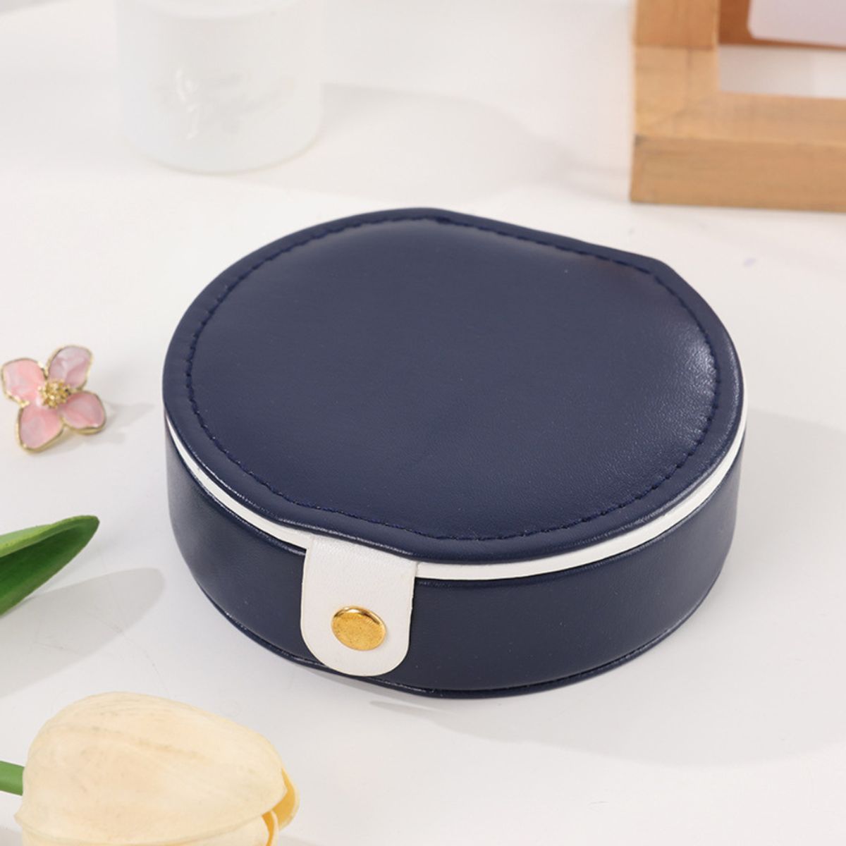 GENERICO - Mini Joyero Cofre Organizador Portatil Multiususos con Espejo Azul