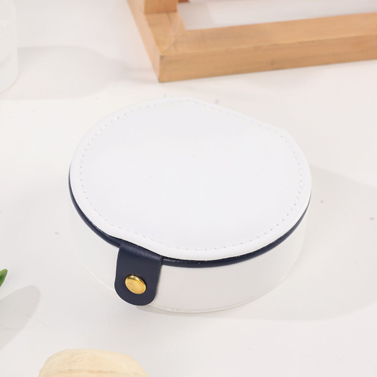 GENERICO - Mini Joyero Cofre Organizador Portatil Multiususos con Espejo Blanco