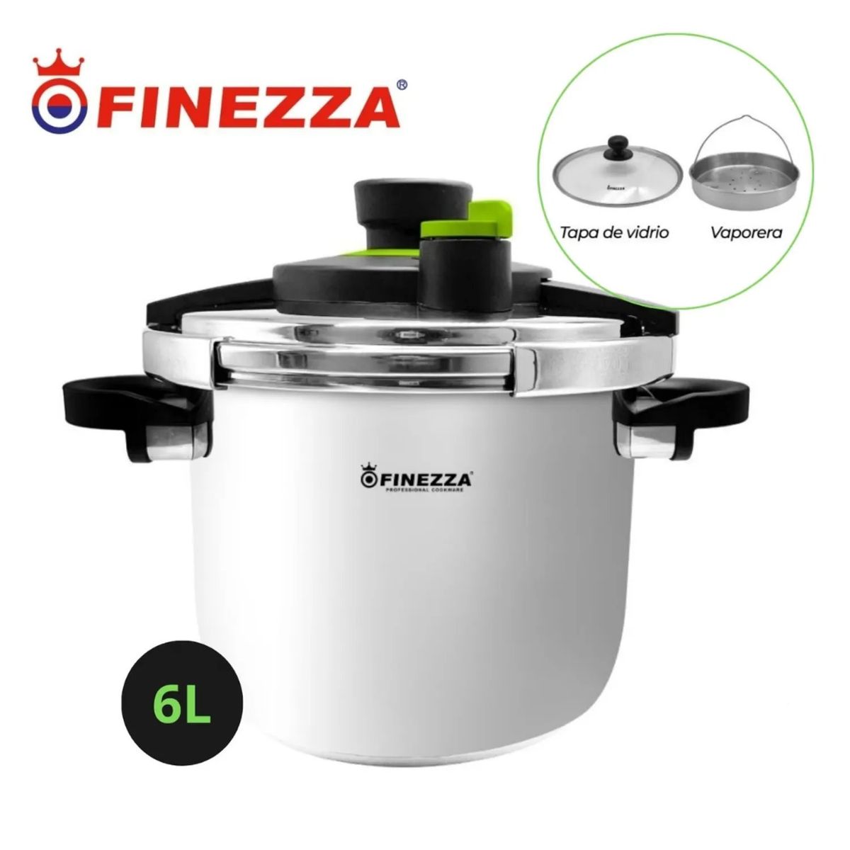 FINEZZA - Olla a Presión Finezza Acero Inoxidable 6Lts FZ-856AP