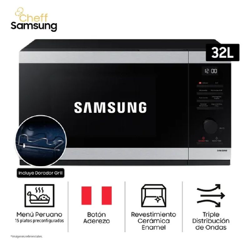 SAMSUNG - Microondas Samsung con Grill y Tecnología Avanzada 32L MG32DG4524ATPE