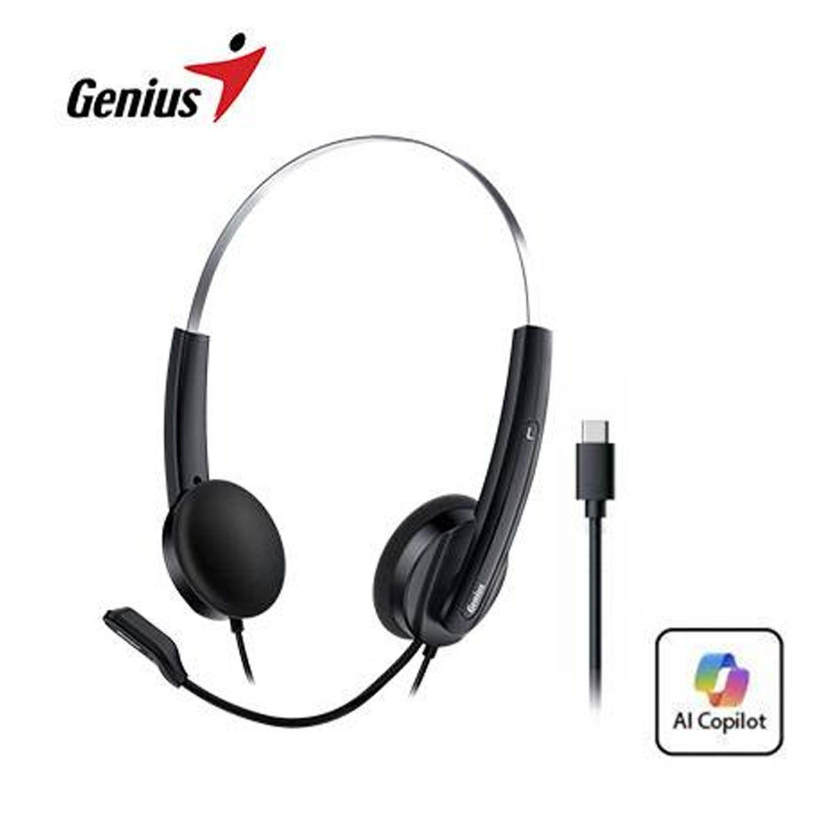 GENIUS - Audifono CMicrof Genius Hs-220u Usb-C Boton Copilot Color Negro